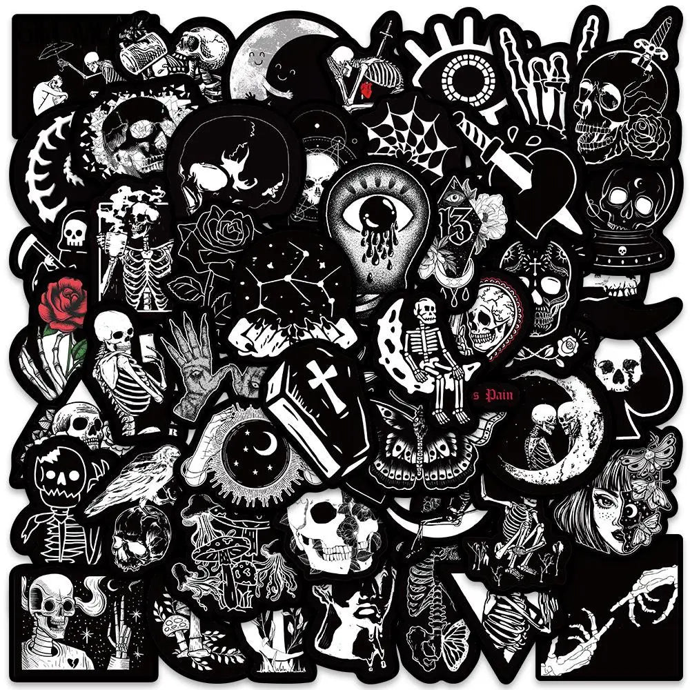 Gothic Cartoon Black and White Stickers