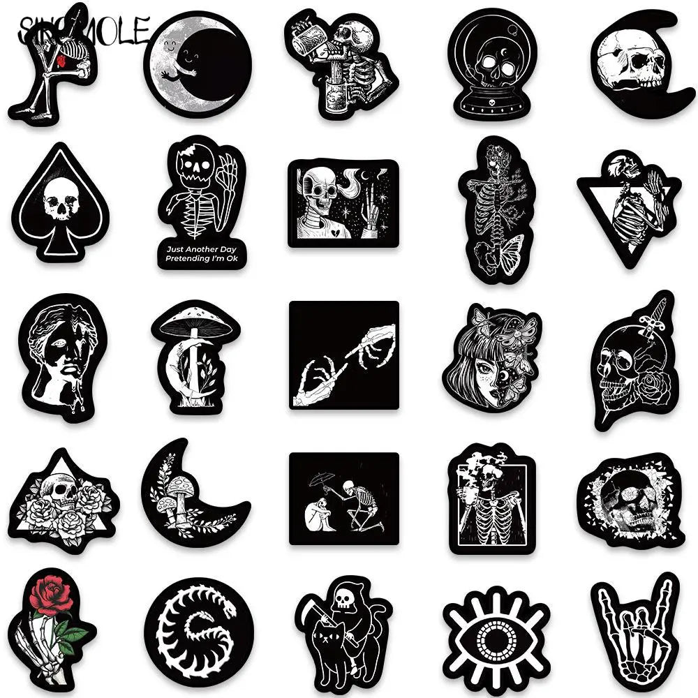 Gothic Cartoon Black and White Stickers