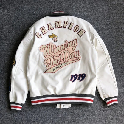 Retro 08' Leather Varsity Jacket