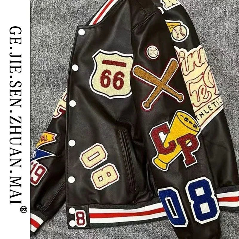 Retro 08' Leather Varsity Jacket